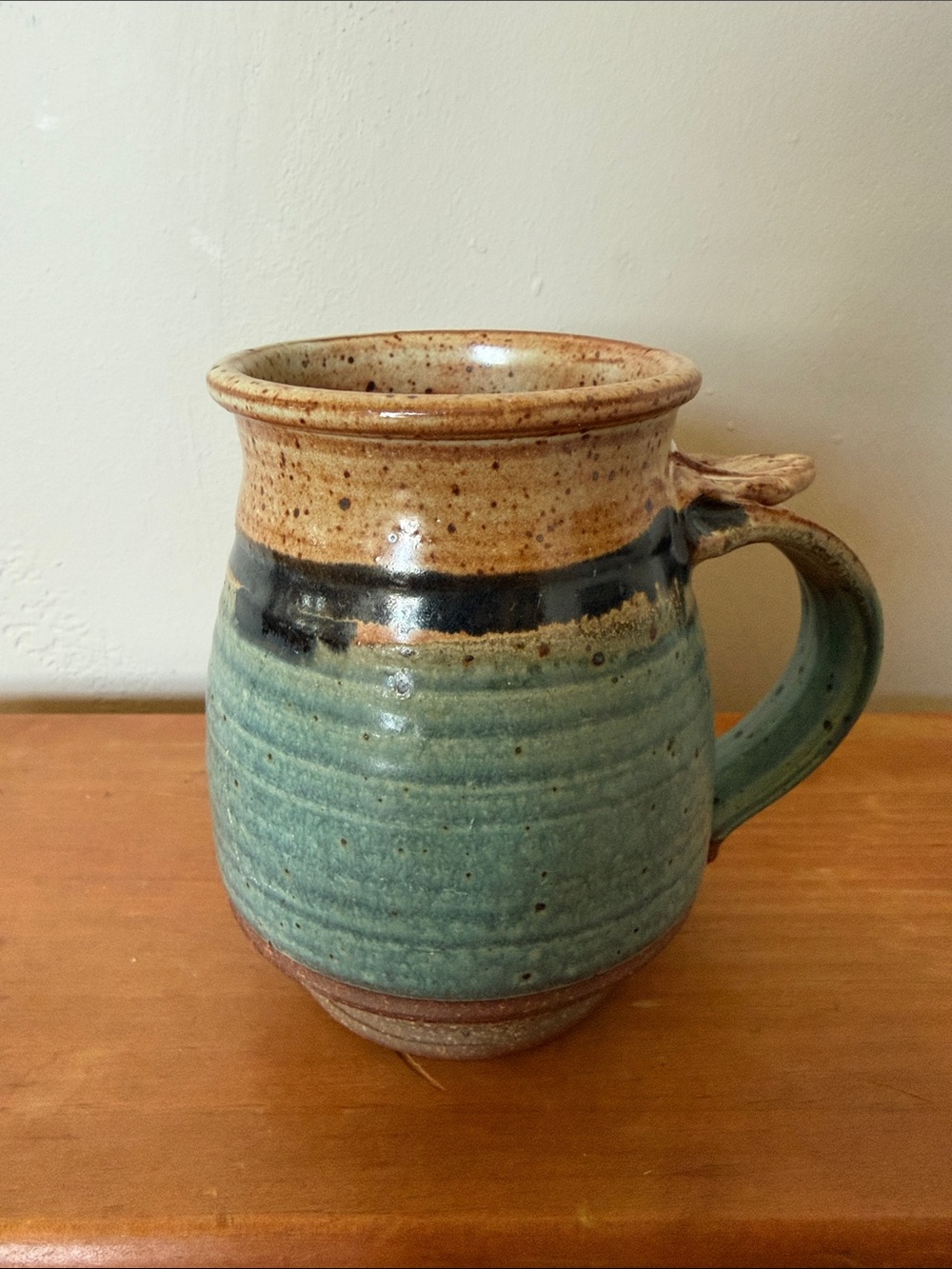 Handmade Stoneware Blue-Green and Brown Ceramic Mug